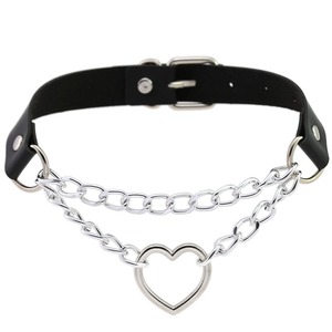 Moda Cosplay Harajuku Punk Rock gótico collar <span class=keywords><strong>Sexy</strong></span> PU cuero corazón redondo Spike Collar gargantilla collar accesorios para el cuerpo - Product Image 6