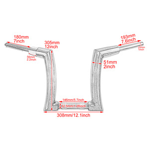Guidon de moto, guidon monobloc de 12 pouces, 14 pouces et 16 pouces, adapté à la modification du guidon <span class=keywords><strong>Harley</strong></span> 883 Glide - Product Image 3