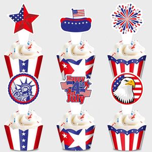 Happy 4th of July America Flag Pattern Cupcake Box Independence Day Festival Party <b>Decoration</b> <b>Supplies</b> <b>Cake</b> Topper Wholesale - Product Image 4