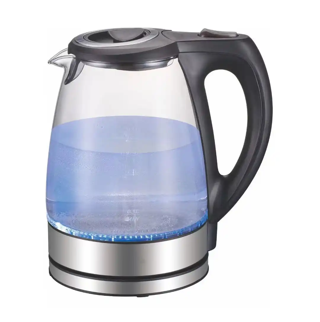 $0.01 מדגם משלוח חינם BPA-משלוח מים חשמלי קומקום led שורק תה חשמלי זכוכית קומקום עם כחול LED מחוון אור