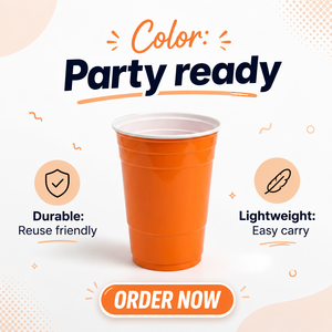 Gobelets <span class=keywords><strong>de</strong></span> fête réutilisables en plastique PP bicolores <span class=keywords><strong>de</strong></span> 16 oz pour événements en plein air, fêtes, barbecues et pique-niques - Product Image 3