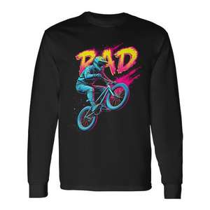 T-shirt à manches longues Rad Bmx Stunt Action, design graphique noir, vêtements pour hommes - Product Image 1