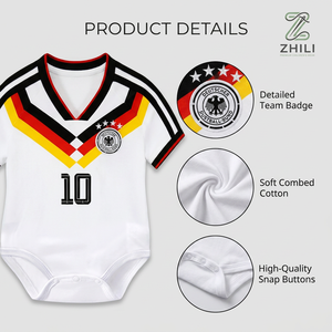 Combinaison Bébé Garçon 2026 Été Équipe Nationale Allemande Football Coton Barboteuse Manches Courtes Sans Col Étiquette Printemps - Product Image 2