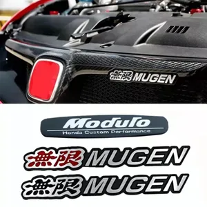 3D Mugen güç logosu araba Sticker amblem arka rozeti alüminyum krom Honda Civic Accord CRV için çıkartma araba Styling Fit