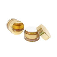 Pot cosmétique de luxe en acrylique doré à double paroi, vide, 30g 50g, pour crème hydratante visage, avec couvercle doré brillant, OEM ODM