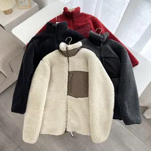 GIMILY OEM&ODM custom logo neutral windproof fleece jacket outerwear stay warm Fluffy fleece coat for women outer garment