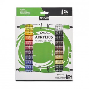 Pébéo 24 couleurs 12ml <span class=keywords><strong>peinture</strong></span> acrylique de studio professionnel ensemble textile mural toile papier de verre médiums pour <span class=keywords><strong>peinture</strong></span> d'art aluminium - Product Image 4