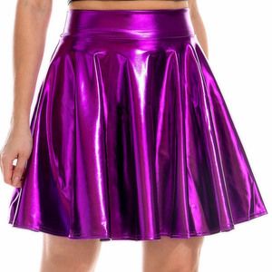 Zomer Sexy Laser Hoge Taille Mini Pu Leren Rok Club Party Dance Glanzende Holografische Rokken Harajuku Jk Metallic Geplooide Rokken - Product Image 4