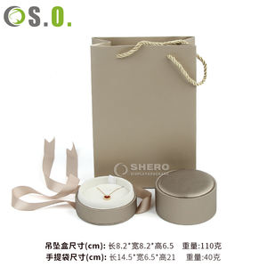 Caja de joyería redonda, collar, cajas de embalaje de joyería, caja de regalo de joyería, caja de joyería colgante de anillo de cuero Pu - Product Image 5