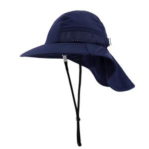 Navy Boy Girl Sun Hat Toddler Kids <b>Baby</b> Summer Bucket Hats Cap Boy Adjustable Chin Strap Age 3 4 5 6 Years Navy Blue Bucket Hat - Product Image 2