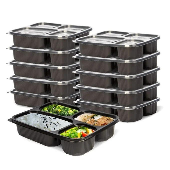 Có Thể Xếp Chồng Takeaway Bữa Ăn Chuẩn Bị Thực Phẩm Container Với Nắp Lò Vi Sóng Tủ Đông An Toàn Dùng Một Lần Ăn Trưa Hộp Nhựa