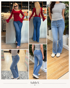 Pantalones Vaqueros SableX Deep Indigo con Corte Acampanado y Efecto Moldeador de Cintura, Estilo Chic Informal Imprescindible, Disponibles en Todas las Tallas XS a XL - Product Image 5