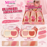 Palette de fard à joues et d'enlumineur 2 couleurs, maquillage pour le visage, poudre pressée, rose doux, compact, voyage, vente en gros, OEM, étiquette privée
