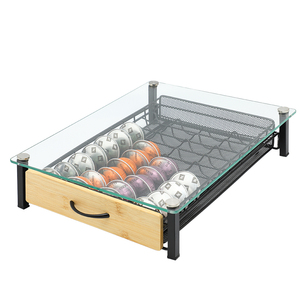 Organisateur de tiroir pour capsules de café en verre trempé compatible avec les capsules <span class=keywords><strong>Nespresso</strong></span> <span class=keywords><strong>Vertuo</strong></span> - Product Image 1