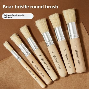 Ensemble <span class=keywords><strong>de</strong></span> pinceaux pochoirs à poils naturels avec manche en bois pour <span class=keywords><strong>peinture</strong></span> à la craie, meubles, murs, projets d'art et d'artisanat DIY - Product Image 1