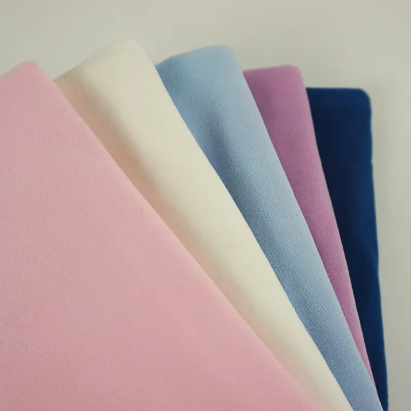 New discount custom solid DBP polyester spandex double brushed poly fabric for dress