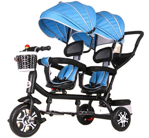<span class=keywords><strong>Triciclo</strong></span> plegable para bebés gemelos, <span class=keywords><strong>3</strong></span> ruedas con cobertizo solar, <span class=keywords><strong>triciclo</strong></span> barato 4 <span class=keywords><strong>en</strong></span> <span class=keywords><strong>1</strong></span> de doble asiento para niños, venta al por mayor de fábrica - Product Image 2