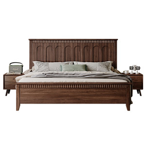 Letto matrimoniale moderno americano in legno massello stile Mid-Century - Letto a piattaforma <span class=keywords><strong>salvaspazio</strong></span>, confortevole e resistente per camera da letto principale - Product Image 2