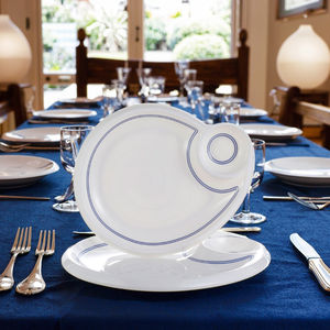 Nieuwe Stijl 9.6 Inch Zee Slak Ontwerp Melamine Witte Diner Plaat Met Blauwe Rand - Product Image 2