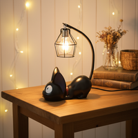 Nouvelle lampe de table en résine noire avec design de chat d'anime LED, mini lampe de nuit LED moderne pour la décoration de la chambre des enfants