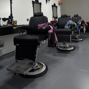 Sillón de Barbería de Cuero Sintético, Altura Ajustable, Bomba Hidráulica, Diseño Industrial, Base Redonda, Muebles de Salón, Uso Comercial - Product Image 4