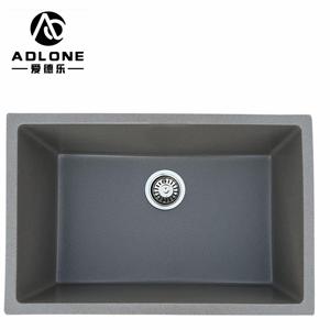 Évier de cuisine carré à un trou en <span class=keywords><strong>granit</strong></span> composite <span class=keywords><strong>gris</strong></span> pierre, à poser sous plan, avec égouttoir, à bas prix pour usage domestique - Product Image 4