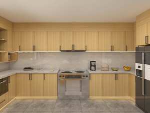 Muebles de Cocina Modernos con Isla, Acabado en Melamina con Aspecto de Madera - Product Image 4