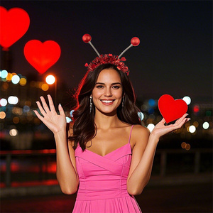 Venta superior Día de San Valentín Corazón Diademas Tocado intermitente Glow Wedding Headwear Photo Props Holiday Party Favor Decor - Product Image 4