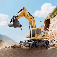 Excavadora de Aleación con Control Remoto, 9 Canales, Camión con Rociador, Juguetes de Excavadora RC 2.4G para Niños, Juguetes de Camiones de Construcción