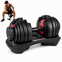 Ensemble d'haltères réglables FRS 24 kg 52,5 lb, réglage en 1 seconde, 15 niveaux, plaques en acier au carbone avec plateau, équipement de gym à domicile