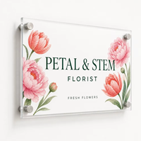 Plaque de signalisation personnalisée en acrylique pour boutique de vêtements, support mural, impression UV, bord poli, directement de l'usine