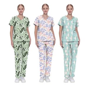 Tenues médicales personnalisées extensibles imprimées, ensembles de blouses et chemises unisexes en sergé 100 % coton, motifs de dessins animés mignons - Product Image 5