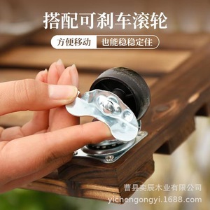 Solid Wood Flower <b>Pot</b> <b>Stand</b> Round Portable With Silent Wheels For Indoor Plants Cao County Made - Product Image 4
