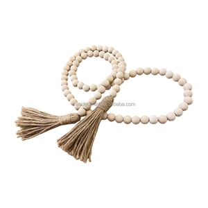 Guirnalda de Cuentas de Madera de 58 Pulgadas con <span class=keywords><strong>Borlas</strong></span> Estilo Boho - Decoración Rústica y Chic <span class=keywords><strong>para</strong></span> Pared, Sobre Gabinetes y Mesas - Product Image 5