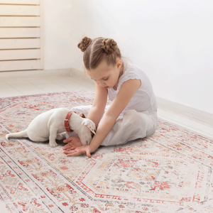 Tapis DB Classic Beige 2x3 lavable en machine à poils bas antidérapant anti-perte pliable pour enfants et animaux de compagnie - Product Image 4