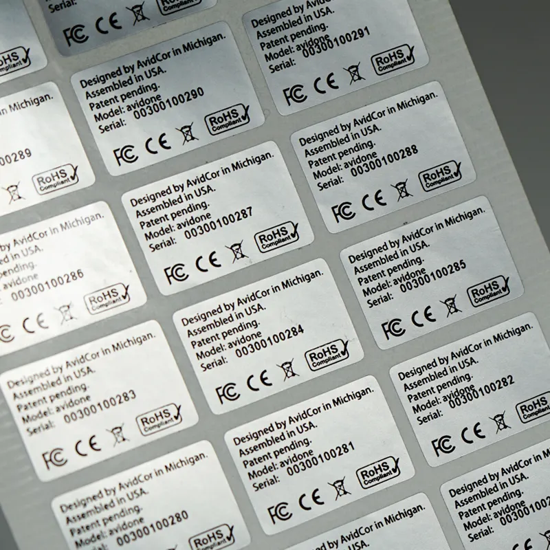 Produk elektronik dapat disesuaikan nomor seri peel off tag keamanan merekat sendiri stiker tahan rusak garansi membatalkan label