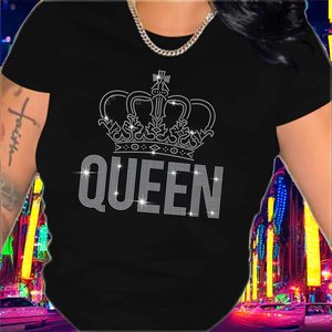Nouveau T-shirt Femme Tendance avec Strass Thermocollés, Personnalisable avec Votre Logo, Brillant et Scintillant, Luxe Respirant - Product Image 2