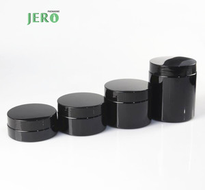 Customized logo PET empty Herbal Hemp jar container 50 ml cream jars 200g 250g black cream jar