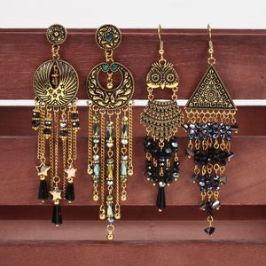 Bohemian Owl Triangular Pattern <b>Crystal</b> Rhinestone Chandelier Earrings Women's Party Fashion Dangle Earrings - Product Image 4