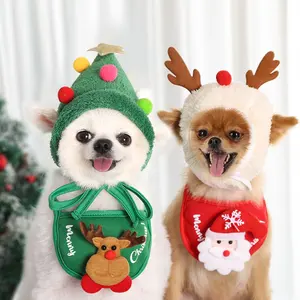 Honden Kat Huisdier Kerstmuts Speeksel Handdoek Herfst En Winter Verkleedspullen Voor Teddy