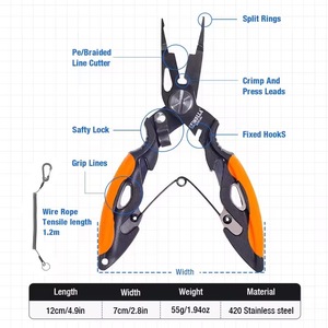 Pince à appât multifonctionnelle légère et compacte en acier inoxydable Outil de contrôle du poisson à boucle ouverte en <span class=keywords><strong>3</strong></span> couleurs Pince de pêche - Product Image 4