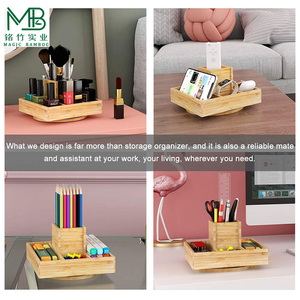 Organisateur <span class=keywords><strong>de</strong></span> <span class=keywords><strong>bureau</strong></span> rectangulaire en bambou rotatif à 360 degrés, 5 compartiments, logo personnalisé, design durable pour la maison et le <span class=keywords><strong>bureau</strong></span> - Product Image 3
