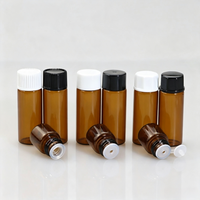 Flacon compte-gouttes vide en verre ambré de 1 ml, 2 ml, 3 ml, 4 ml, 5 ml avec bouchon à vis, réutilisable, anti-UV, pour échantillons d'huiles essentielles et cosmétiques