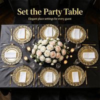 Sous-plat rond en plastique de style européen à bord irrégulier, décoratif doré, 13 pouces, pour la décoration de table de mariage ou de restaurant