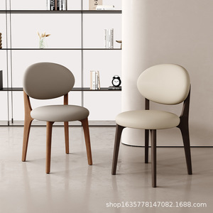 Silla de Comedor Moderna de Madera con Asiento Tapizado, Muebles para el Hogar y Restaurantes, Estilo Nórdico, Respaldo Cómodo - Product Image 2