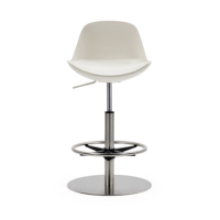 Tabouret de bar ergonomique contemporain, chaise pivotante réglable en hauteur avec vérin à gaz et base en métal poli pour comptoir