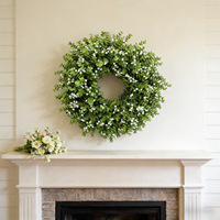 Guirlande d'eucalyptus étoilé printemps-été 60 cm, feuilles vertes artificielles, semi-manuelle, pour décoration de porte, cour et salon