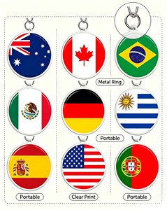 QY Round Flag Plastic Key Chain Country Emblem <b>Keyring</b> Pendant for Gift Souvenir Bag Accessory - Product Image 2