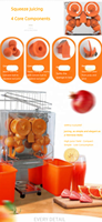 Extracteur de jus électrique commercial en acier inoxydable entièrement automatique 220V pour usage en restaurant, presse-fruits frais, séparateur de pulpe