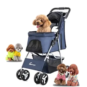 New Design Multi Colors Dog Carriers Large Pet Stroller 4 Wheels One Hand Fold Up Pet Stroller